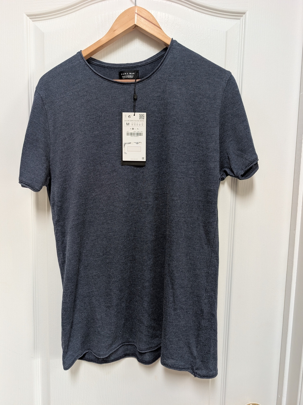 Zara Man NWT Navy Heather Waffle Knit T-Shirt Men's M